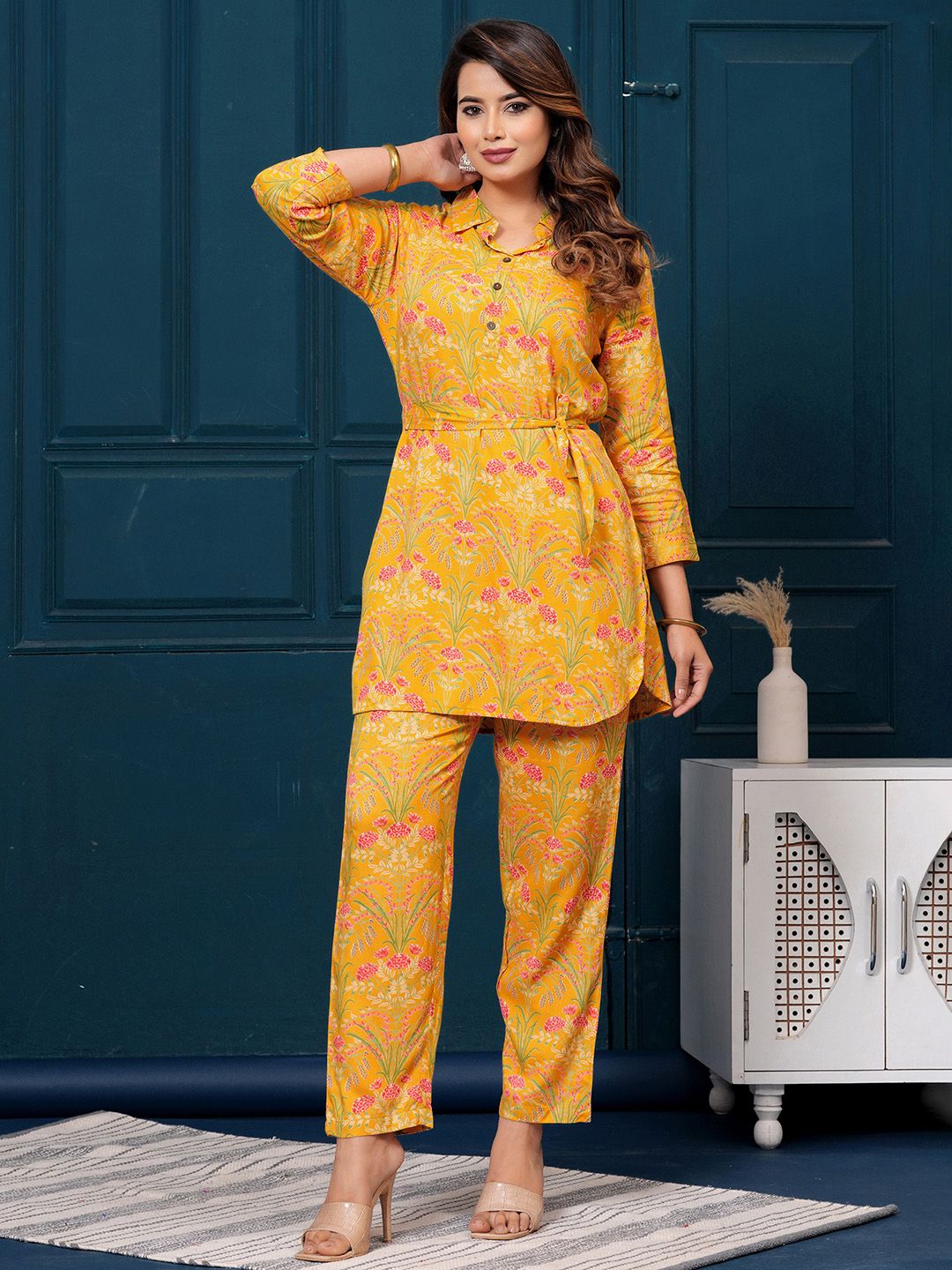 Indo Era Printed Tunic With Trousers Co-Ords
