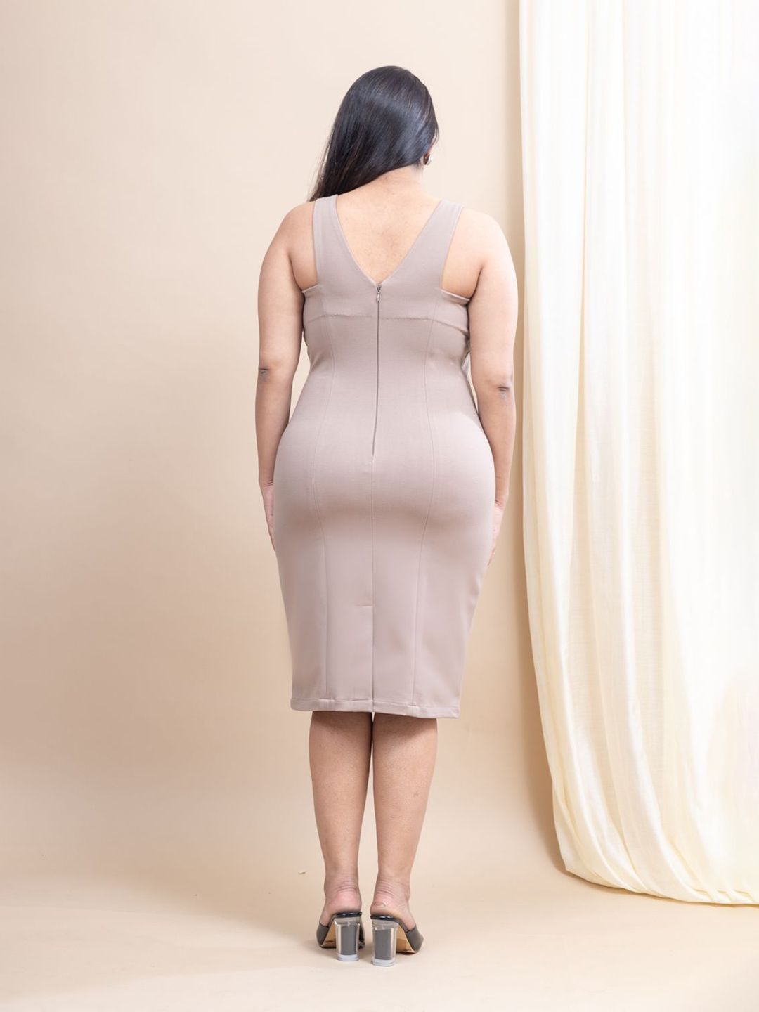 Mamicha Women V-Neck Bodycon Midi Dress