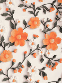 Myntra Elegant Cream Floral Printed Dilengkapi 300 TC King 7D Cadar & 2 Sarung Bantal