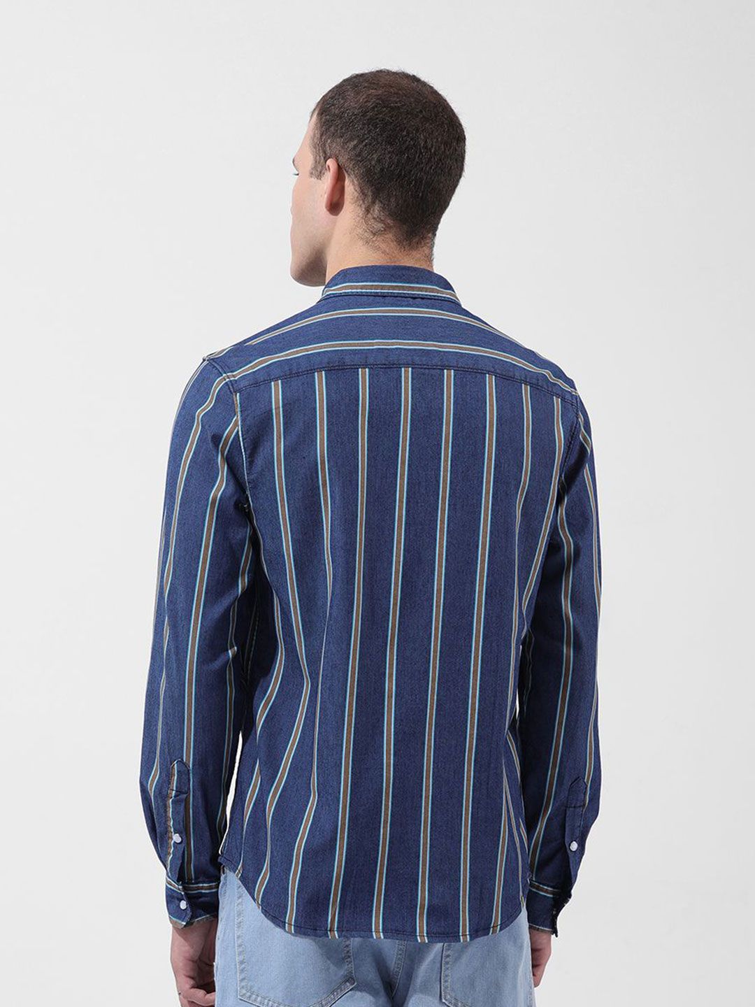 The Indian Garage Co Slim Fit Multi Stripes Striped Cutaway Collar Casual Shirt