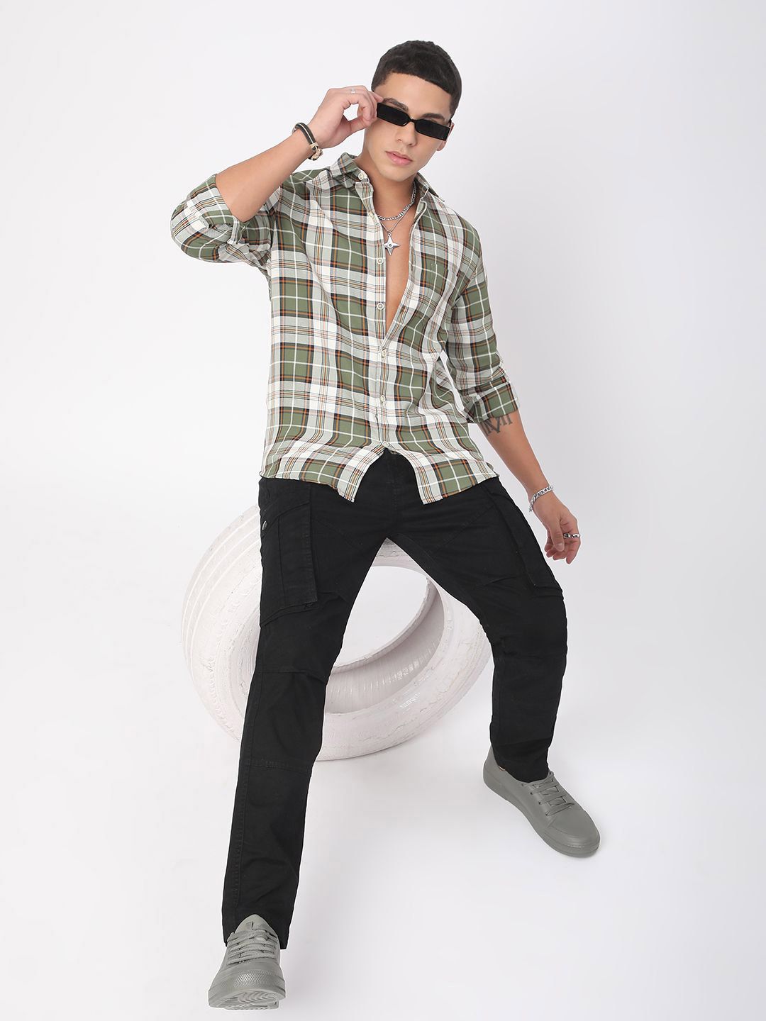 VASTRADO Men Timeless Tartanique Green Checkered Shirt