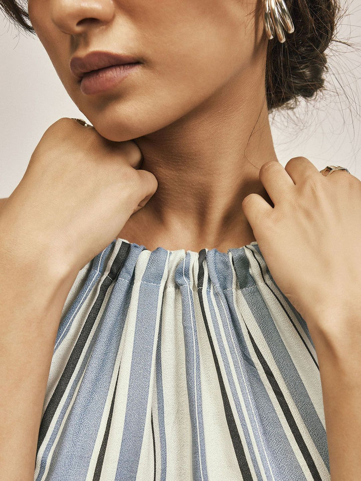 The Label Life Women Striped Halter Neck Top