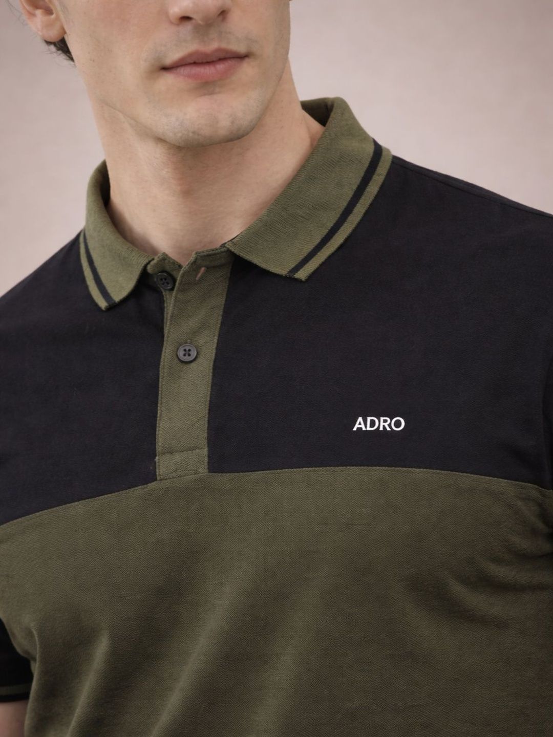 ADRO Men Brand Logo Colourblocked Polo Collar T-shirt
