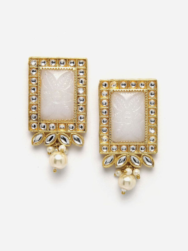 Anting-anting Jatuh Berbentuk Segiempat tepat Anouk Bersalut Emas Kundan