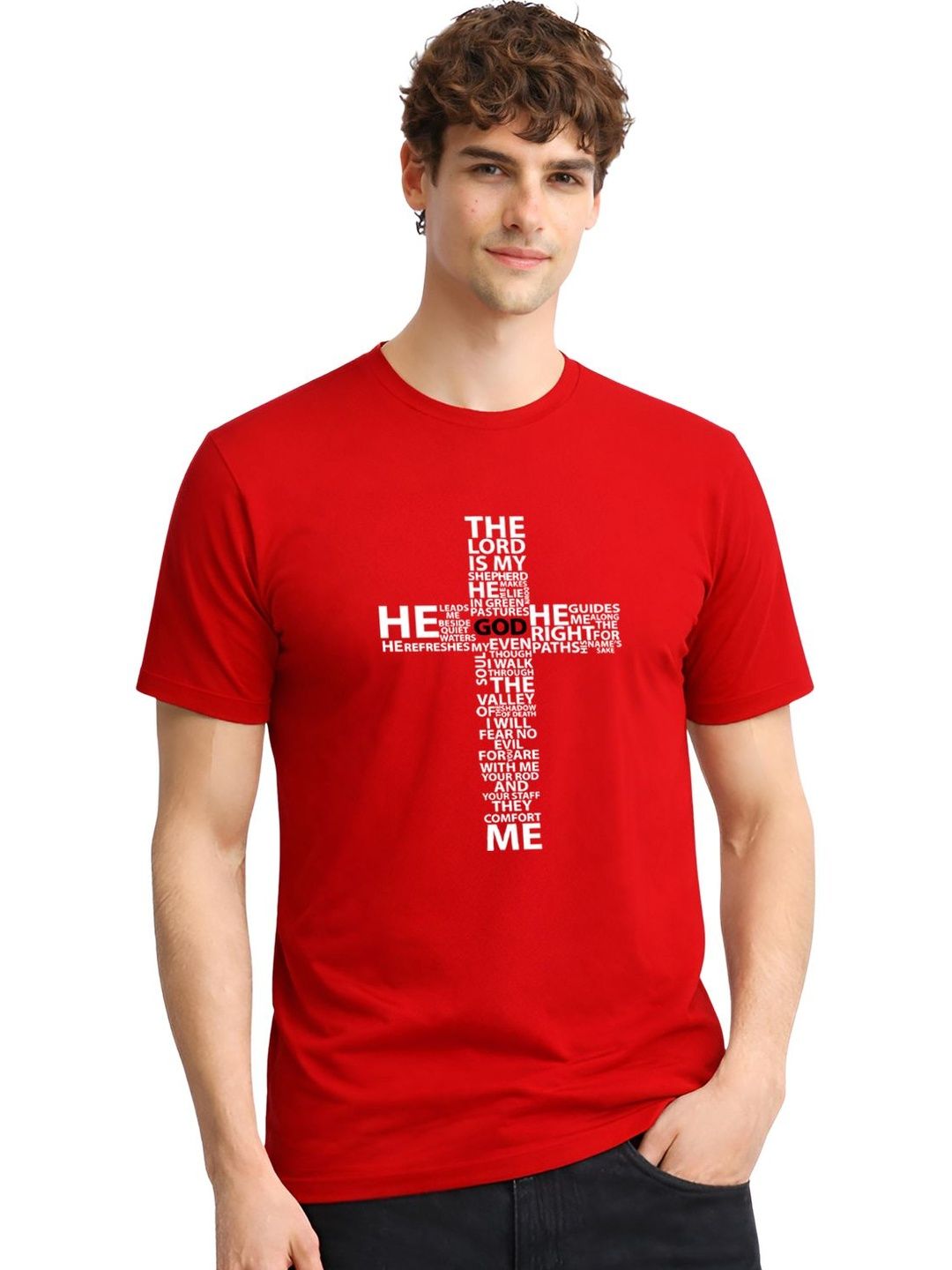 ADRO Typography Printed Round Neck Short Sleeves Regular Fit Pure Cotton T-shirt