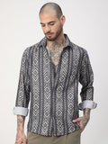 VASTRADO Men Classic Relaxed Fit Spread Collar Abstract Printed Cotton Casual Shirt
