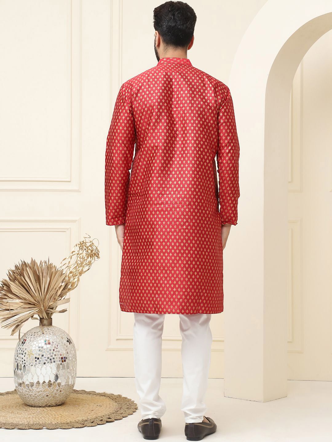 SOJANYA Ethnic Motifs Printed Cotton Silk Regular Kurta With Pyjama