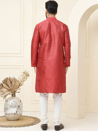 SOJANYA Ethnic Motifs Printed Cotton Silk Regular Kurta With Pyjama