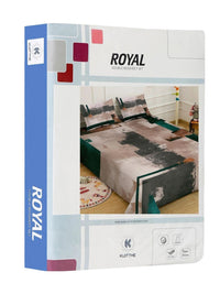KLOTTHE Brown & Grey Geometric 400 TC King 7D Bedsheet with 2 Pillow Covers
