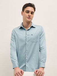 THE BEAR HOUSE Men Spread Collar Solid Cotton Tailored Fit Formal Shirt
