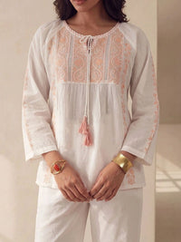 House of Chikankari Embroidered Ethnic Cotton Top