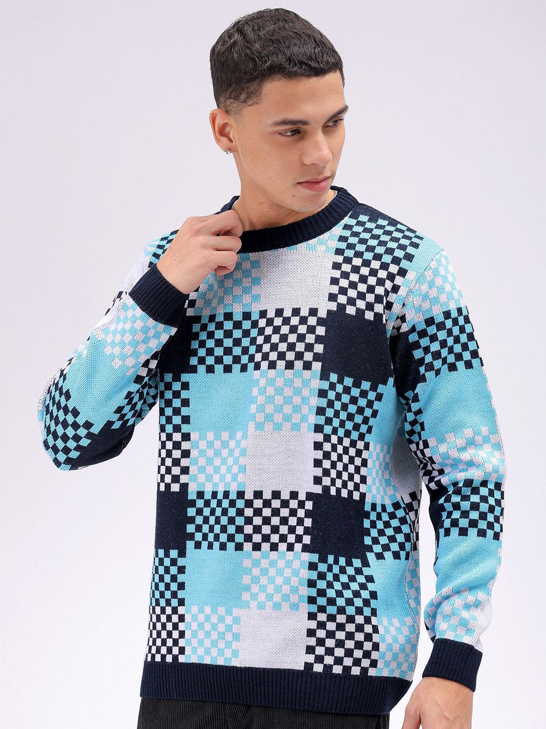 The Indian Garage Co Men Checked Pullover Sweaters