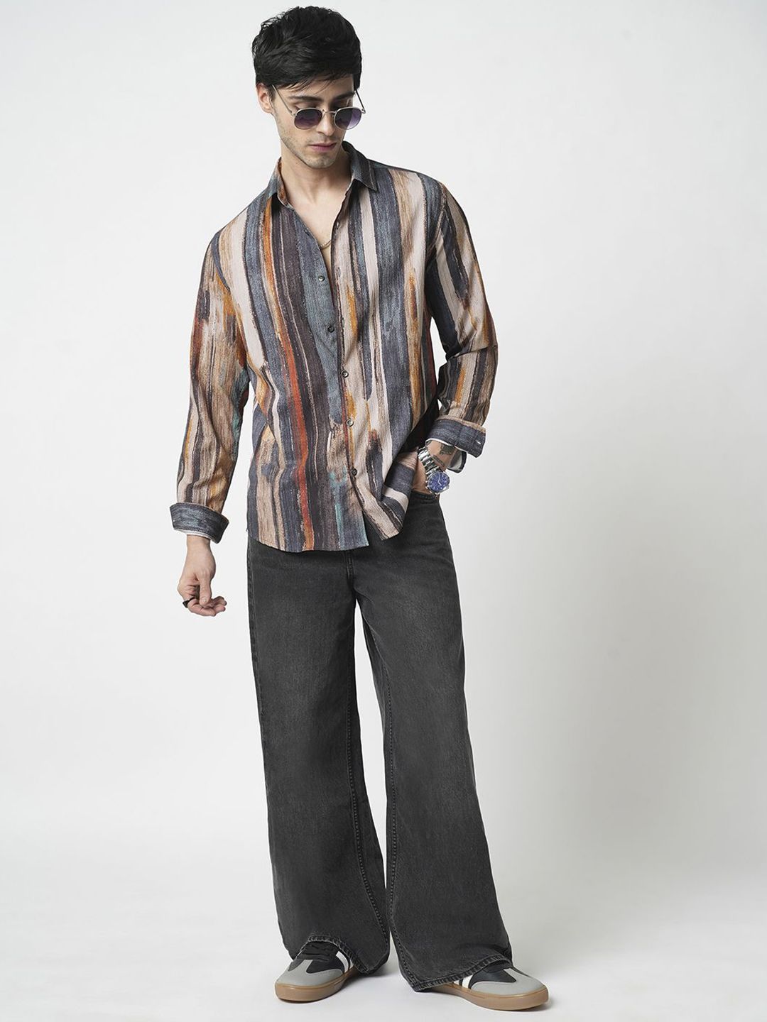 VASTRADO Men Classic Cutaway Collar Abstract Printed Slim Fit Casual Shirt