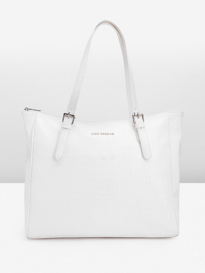 Lino Perros Croc Textured Structured Laptop Shoulder Bag