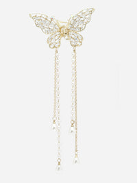 PANASH Women  Pearls & Stone Studded Butterfly Shaped Embellished Claw Clip