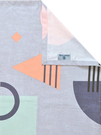 KLOTTHE Grey Geometric 300 TC King Bedsheet with 2 Pillow Covers