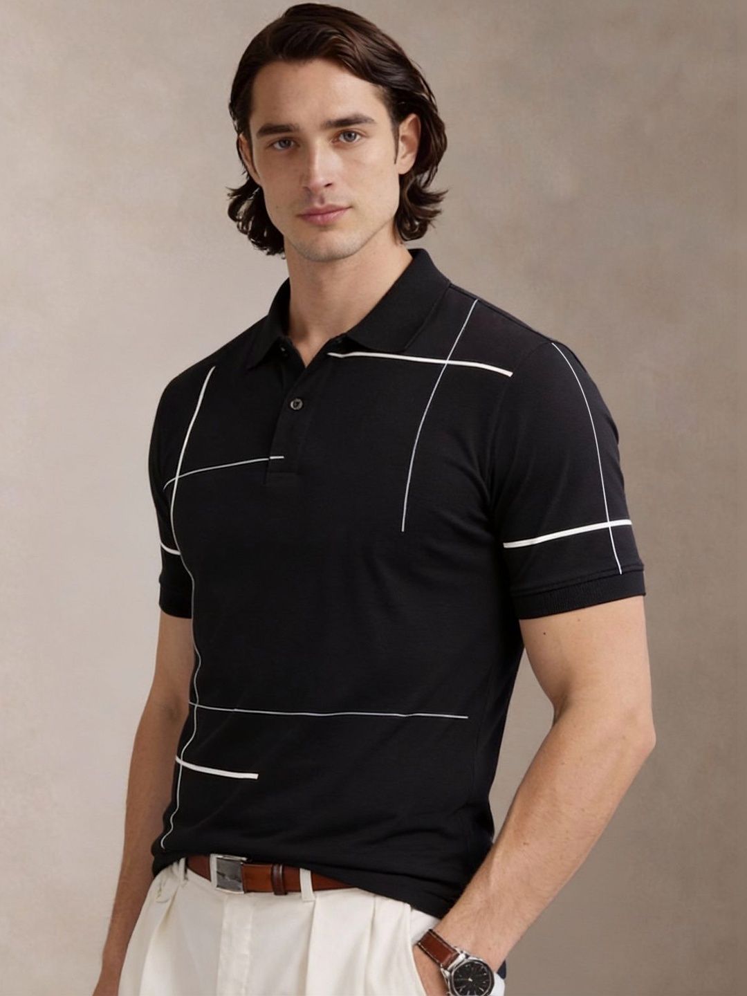 Baju-T Kolar Polo Bercetak ADRO Lelaki