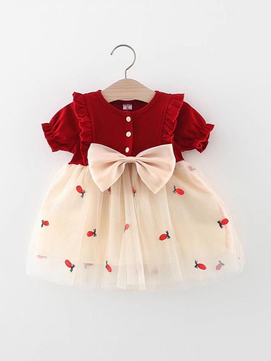 YK Embellished Colourblocked Fit & Flare Dress