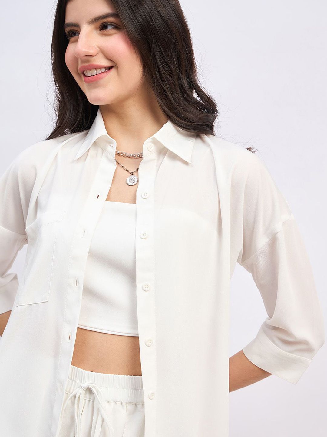 Berrylush Shoulder Straps Crop Top With Shorts And Shirts