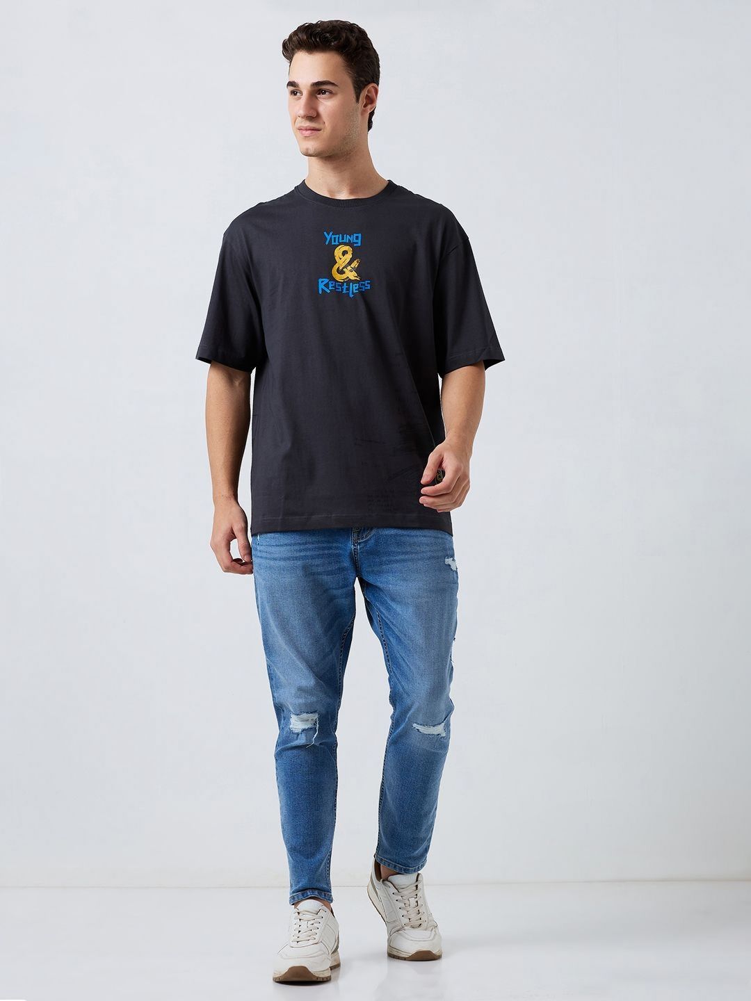 SPYKAR Men Typography Printed Round Neck Cotton Relaxed Fit T-shirt