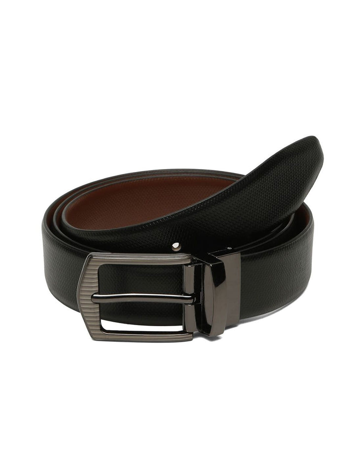 Teakwood Leathers Men Textured Leather Reversible Formal Belt