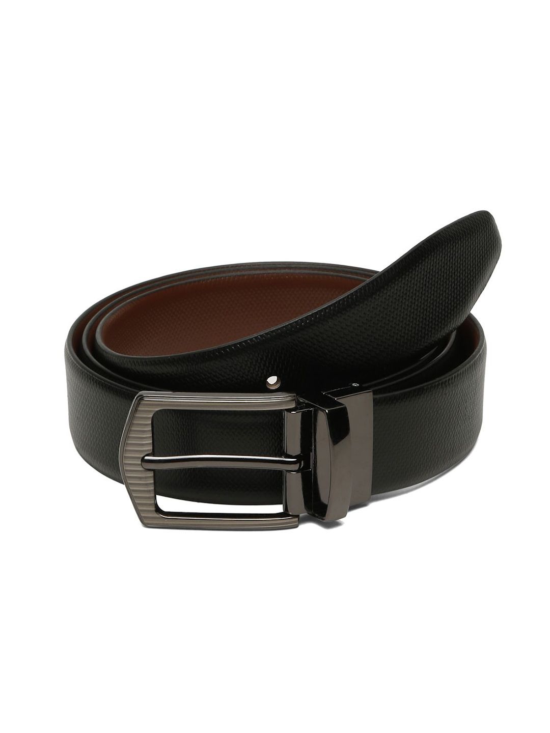 Teakwood Leathers Men Textured Leather Reversible Formal Belt