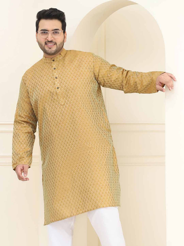 SOJANYA PLUS Ethnic Motifs Woven Design Band Collar Straight Kurta