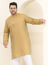 SOJANYA PLUS Ethnic Motifs Woven Design Band Collar Straight Kurta