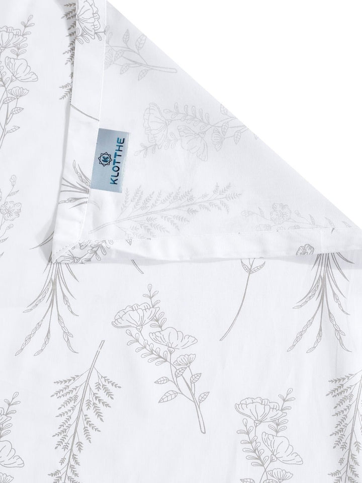 Klotthe White Floral 400 TC Pure Cotton Super King Double Bedsheet dalam Pembungkusan Lipat Buku
