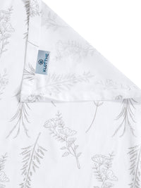 Klotthe White Floral 400 TC Pure Cotton Super King Double Bedsheet dalam Pembungkusan Lipat Buku