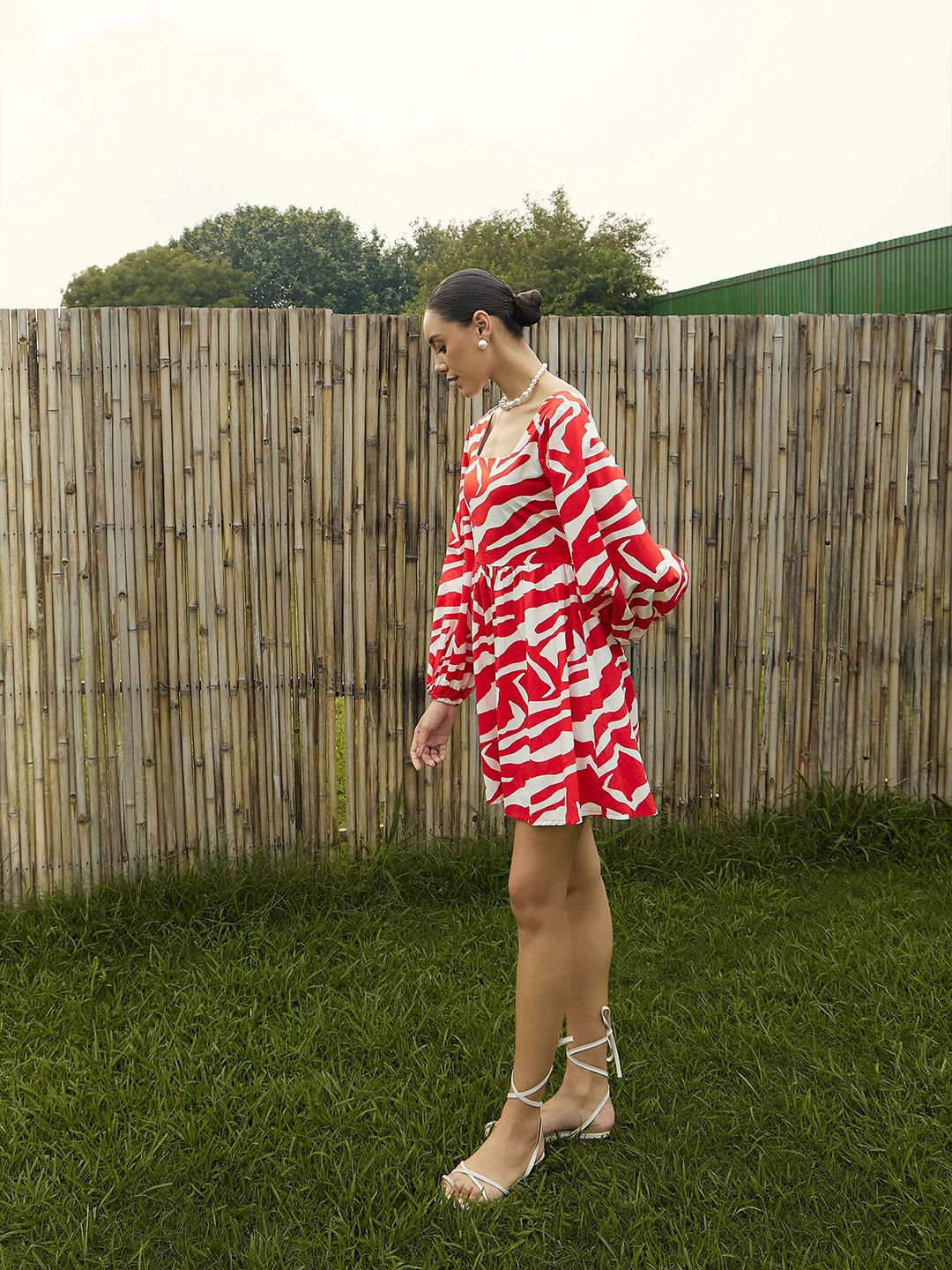 Pink Paprika by SASSAFRAS Printed Fit & Flare Dress