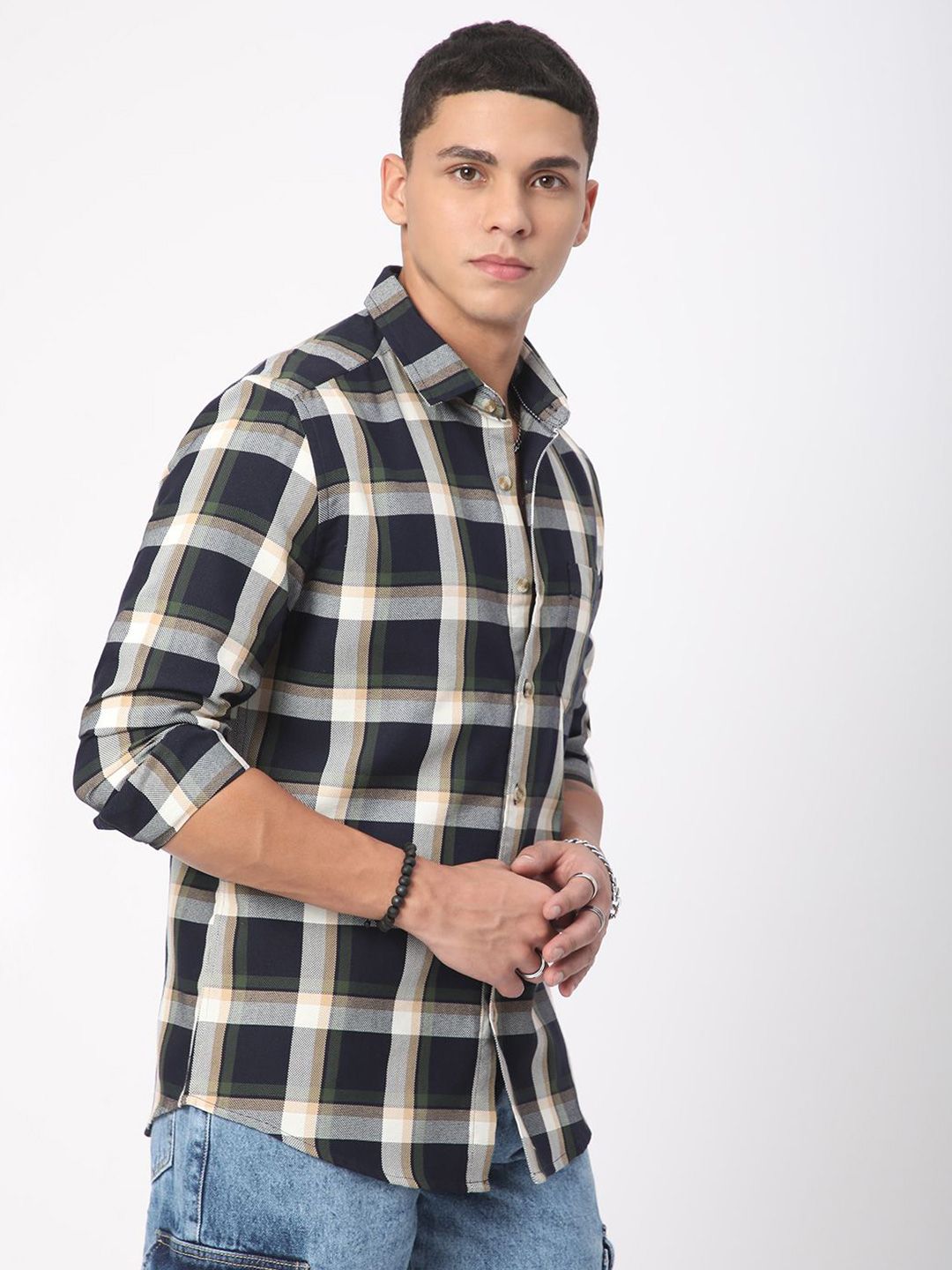 VASTRADO Men Classic Slim Fit Tartan Checks Opaque Checked Casual Shirt