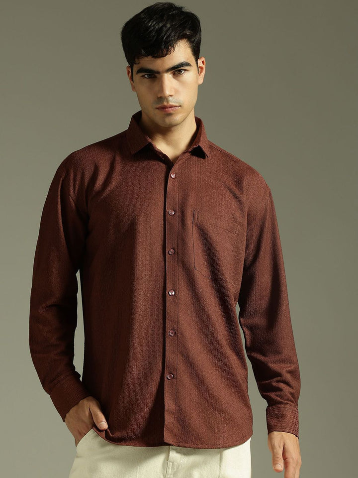 DENNISON Relaxed Fit Textured Drop-Shoulder Sleeves Relaxed Fit Shirt