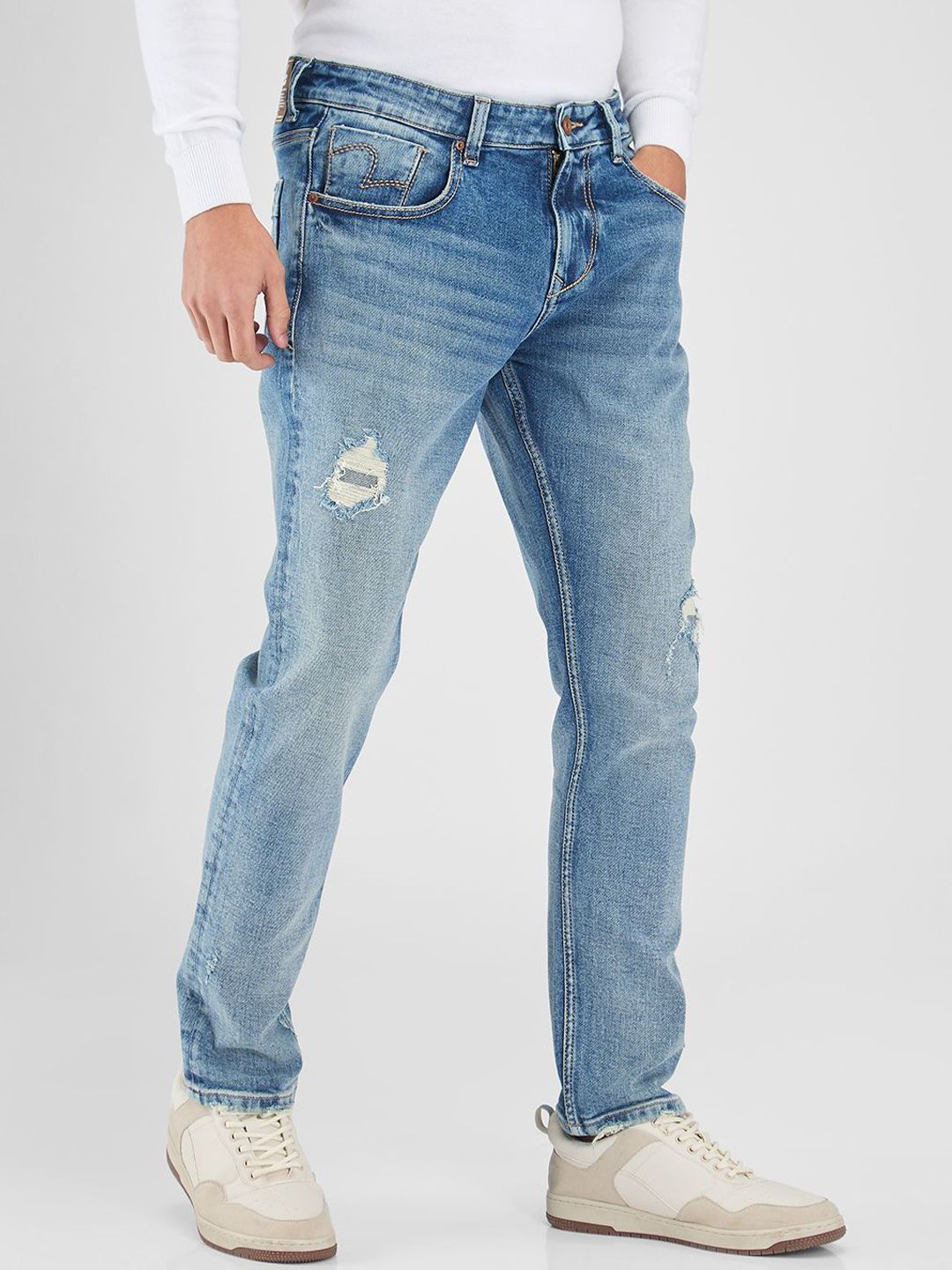 SPYKAR Men Skinny Fit Low-Rise Light Fade Stretchable Jeans