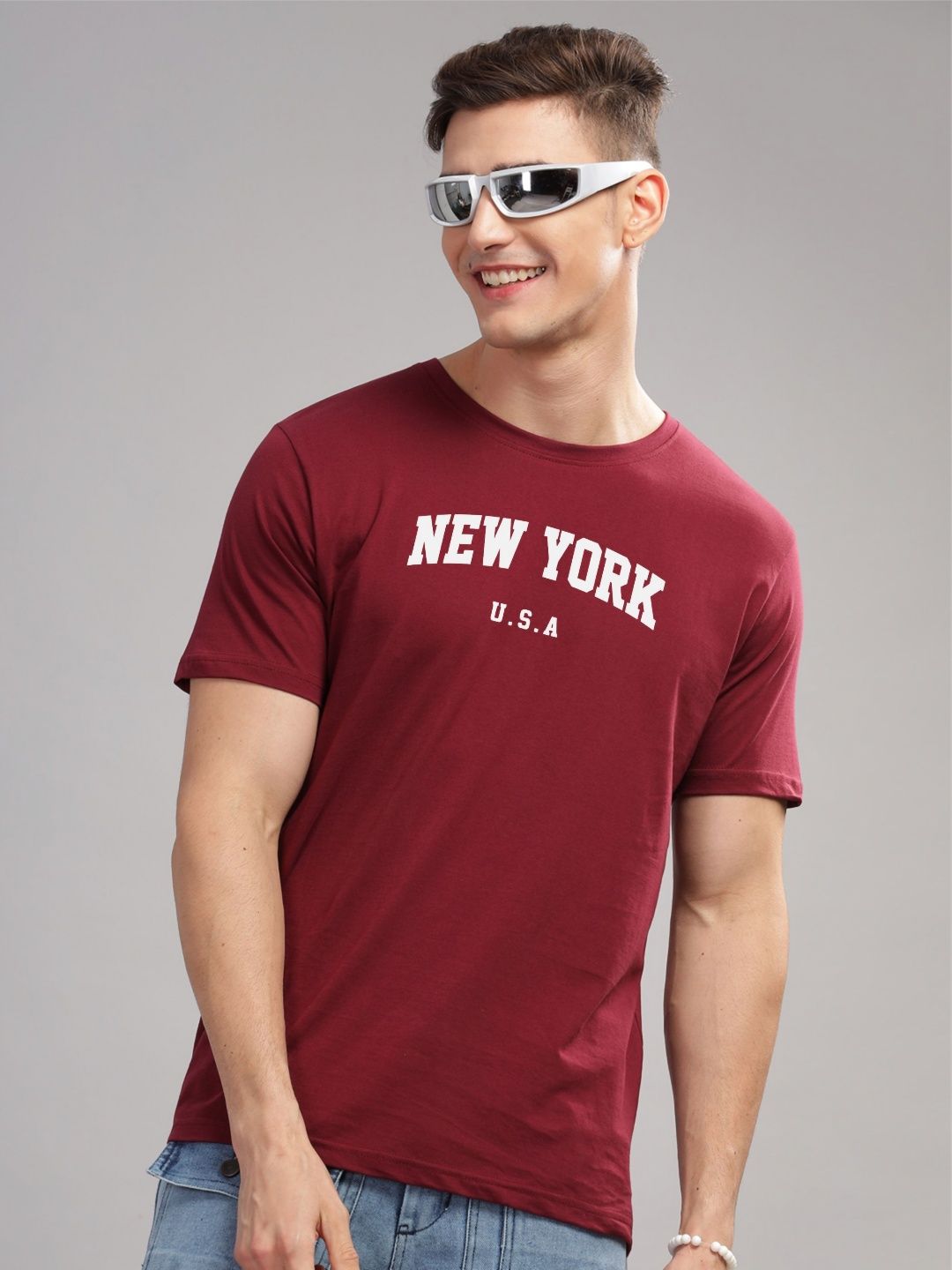ADRO Men Typography Printed Raw Edge T-shirt