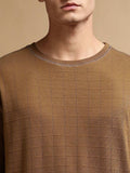 Eszett Men Checked Round Neck Oversized Cotton T-shirt