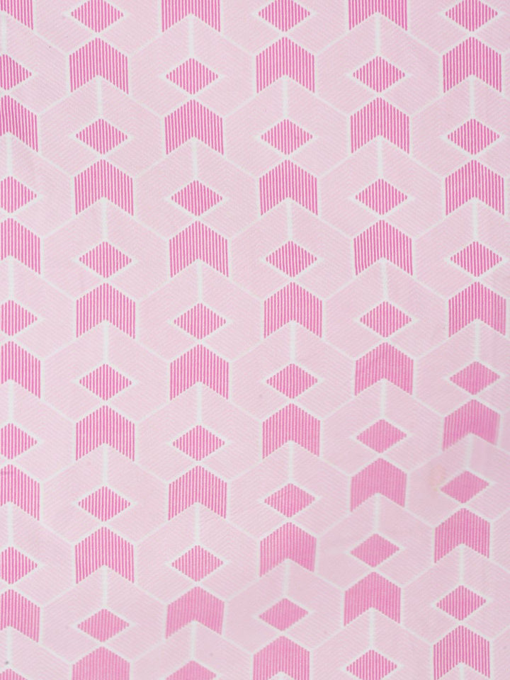 Myntra Elegant Homes Pink Geometric Cotton 300 TC Fitted King Fine Bedsheet with 2 Pillow Covers-98 x 87 inches