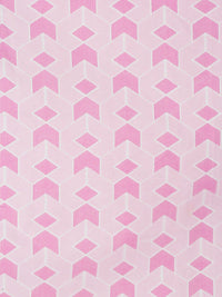 Myntra Elegant Homes Pink Geometric Cotton 300 TC Fitted King Fine Bedsheet with 2 Pillow Covers-98 x 87 inches
