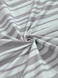 KLOTTHE Grey Striped Flat 300 TC Cotton Blend Double Bedsheet With Pillow Covers