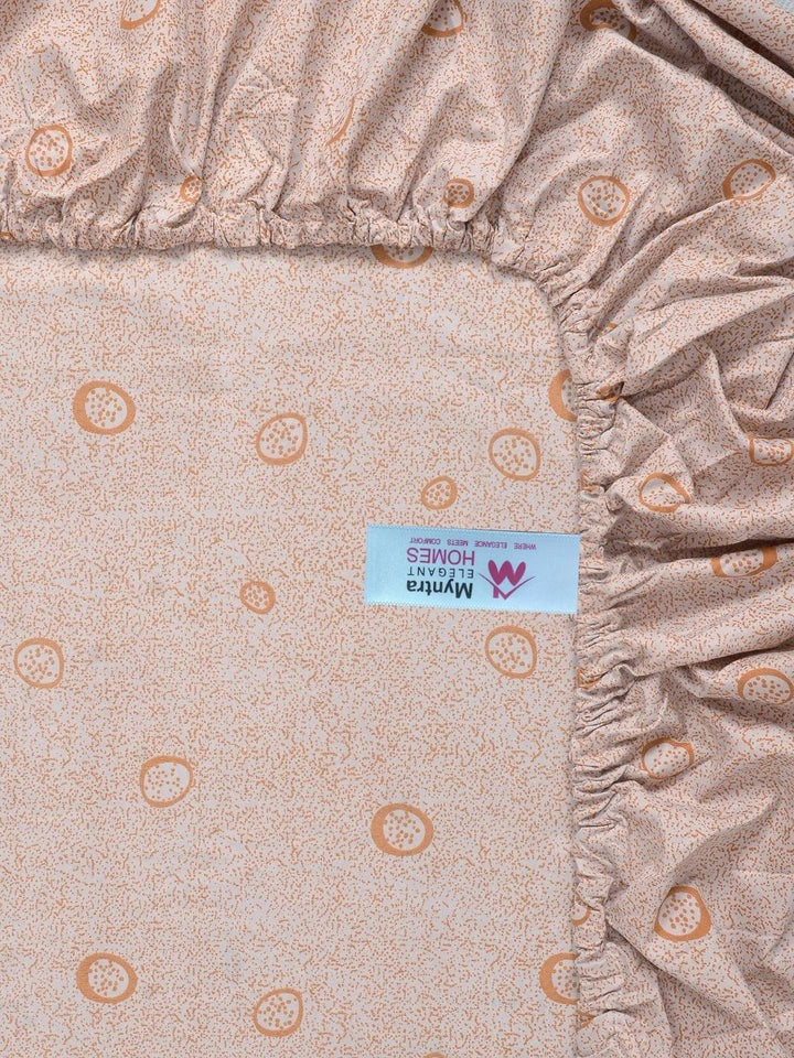 Myntra Elegant Homes Orange & White Geometric 300 TC Single Bedsheet with 1 Pillow Covers