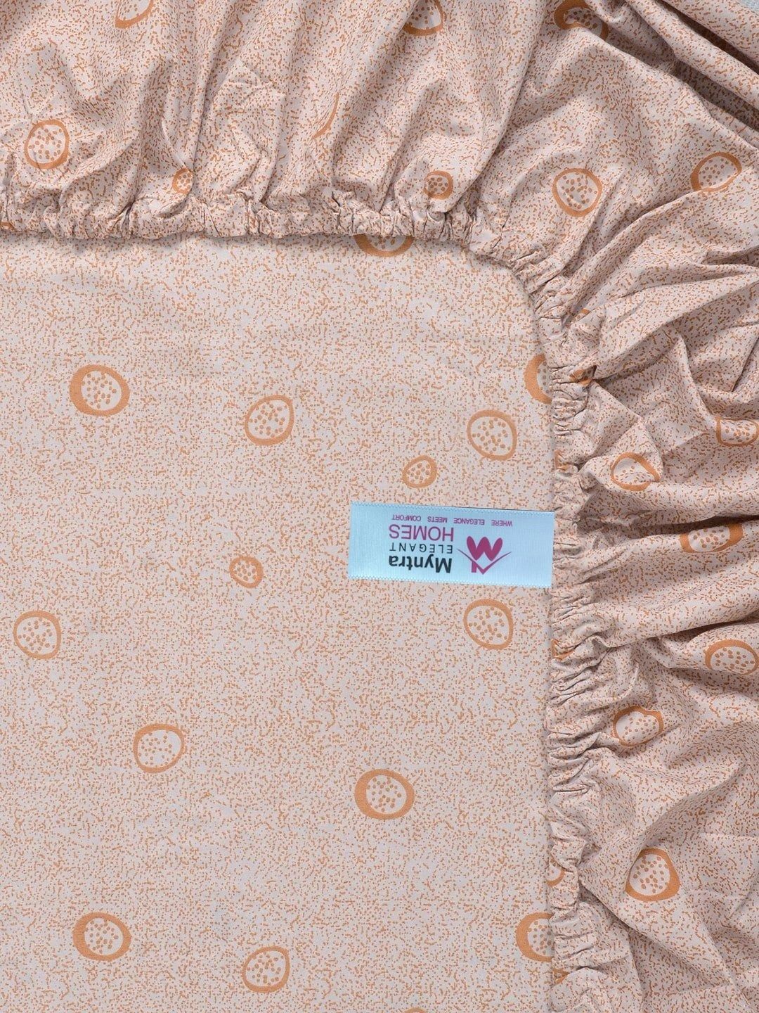 Myntra Elegant Homes Orange & White Geometric 300 TC Single Bedsheet with 1 Pillow Covers