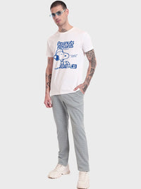 Bewakoof Official Peanuts Merchandise Men Snoop Record Graphic Printed T-shirt