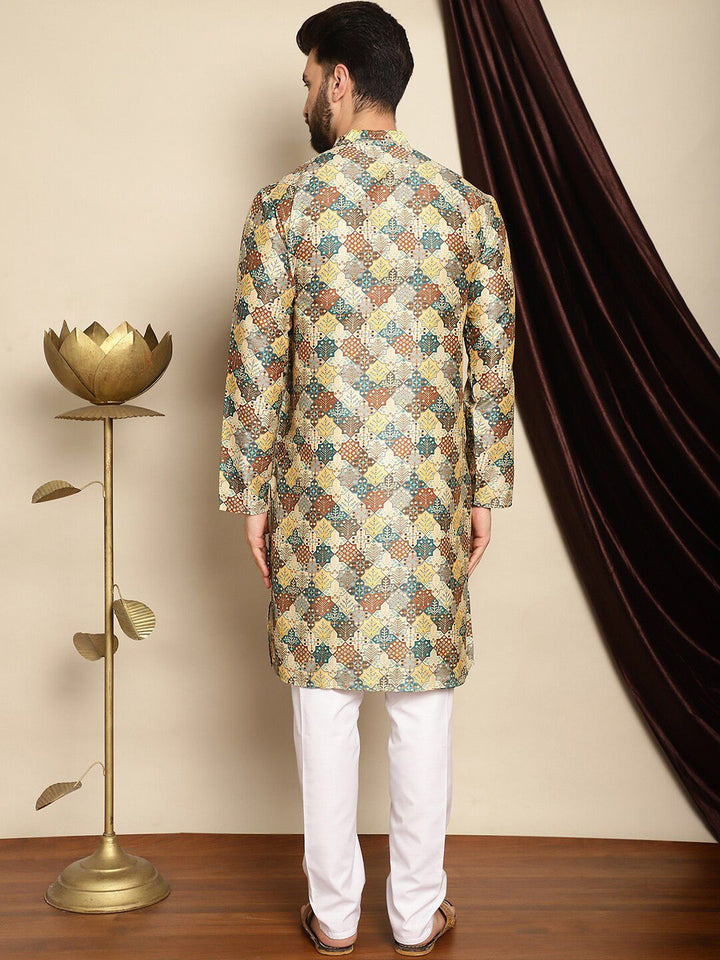 Anouk Ethnic Motifs Printed Mandarin Collar Kurta With Churidar