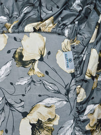 KLOTTHE Grey Floral Printed Dilengkapi 300 TC King Double Bedsheet Dengan 2 Sarung Bantal