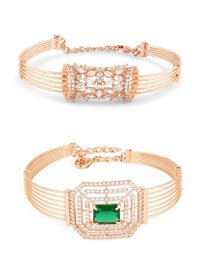 Set Mutiara Zaveri 2 Gelang Kada Cubic Zirconia Bersalut Emas Rose