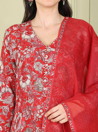 W Women Floral Printed Regular Kurta with Trousers & With Dupatta