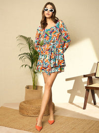 Berrylush Women Printed Sweetheart Neck Playsuit