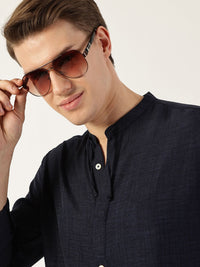 Thomas Scott Men Classic Mandarin Collar Solid Slim Fit Casual Shirt