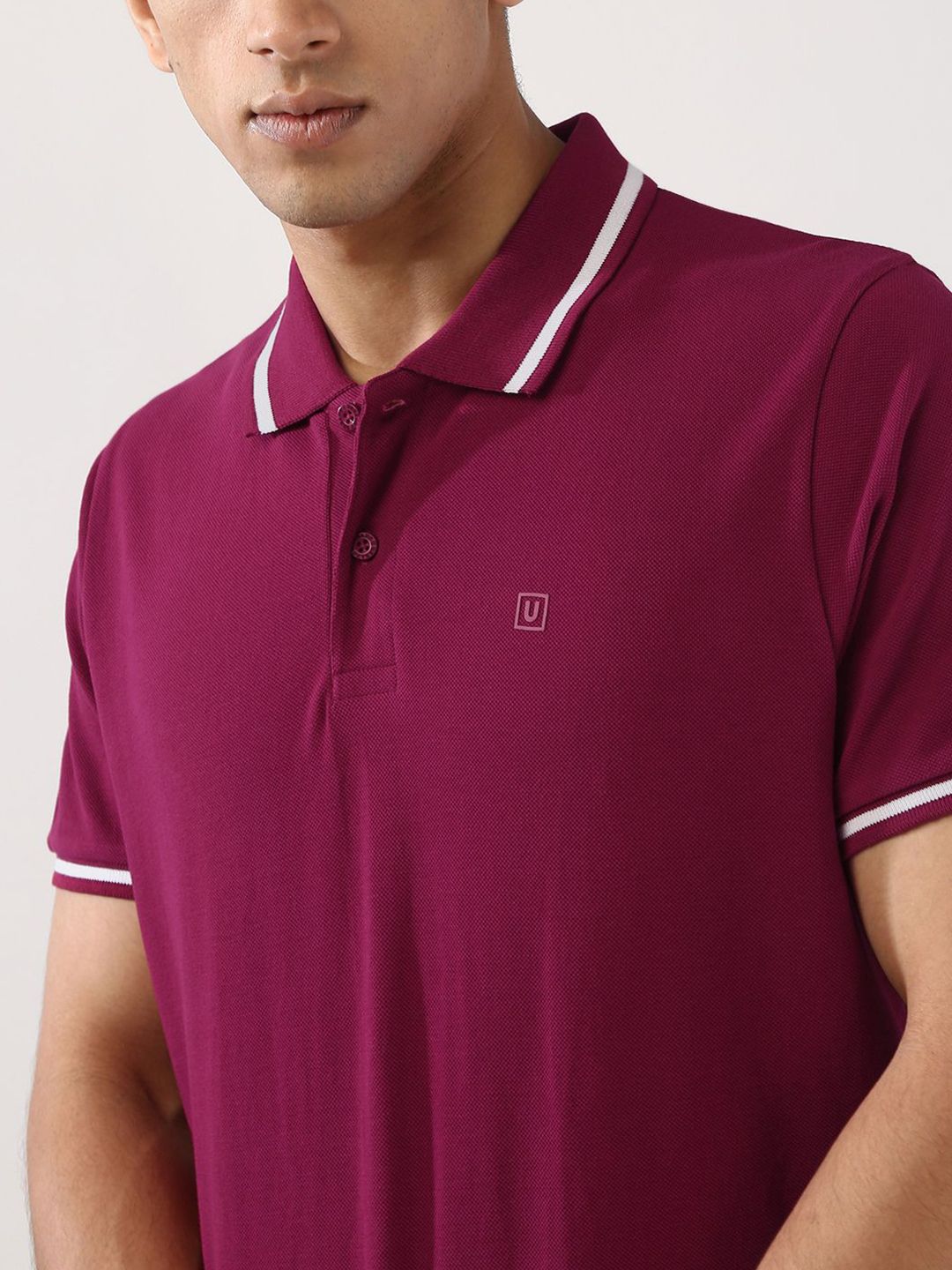 Urbano Fashion Men's Wine Solid Regular Fit Half Sleeve Cotton Polo Collar T-Shirt