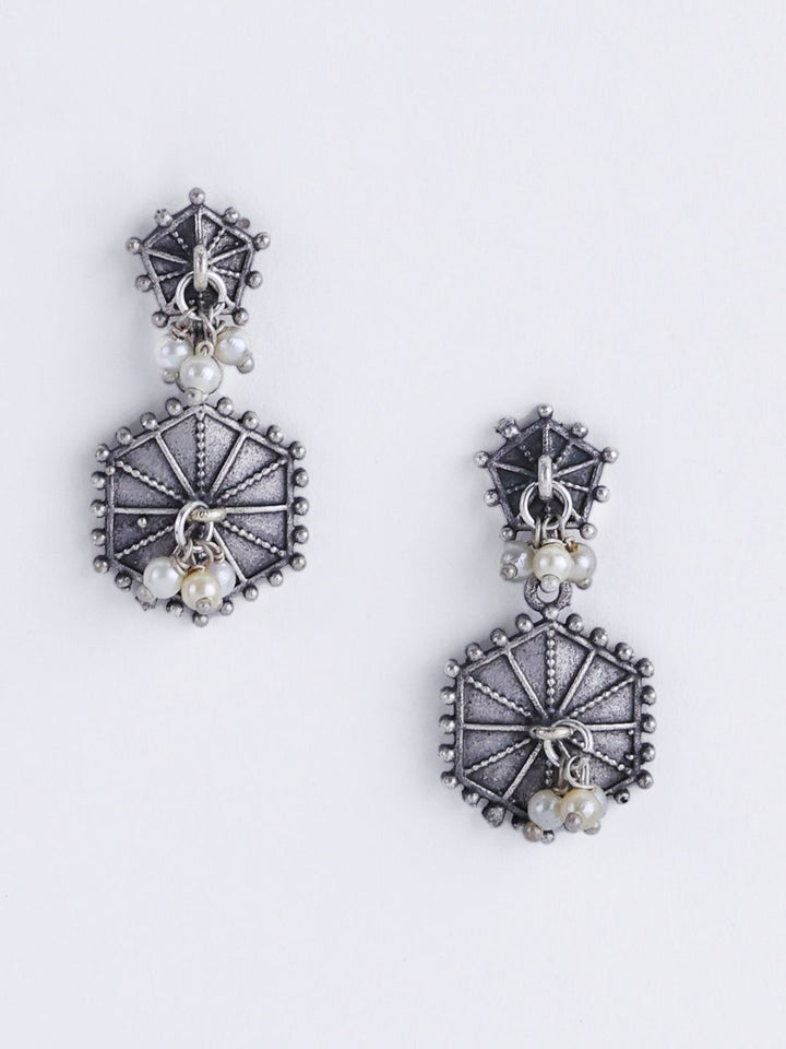 Anouk Silver Plated Cubic Zirconia Studded Contemporary Drop Subang